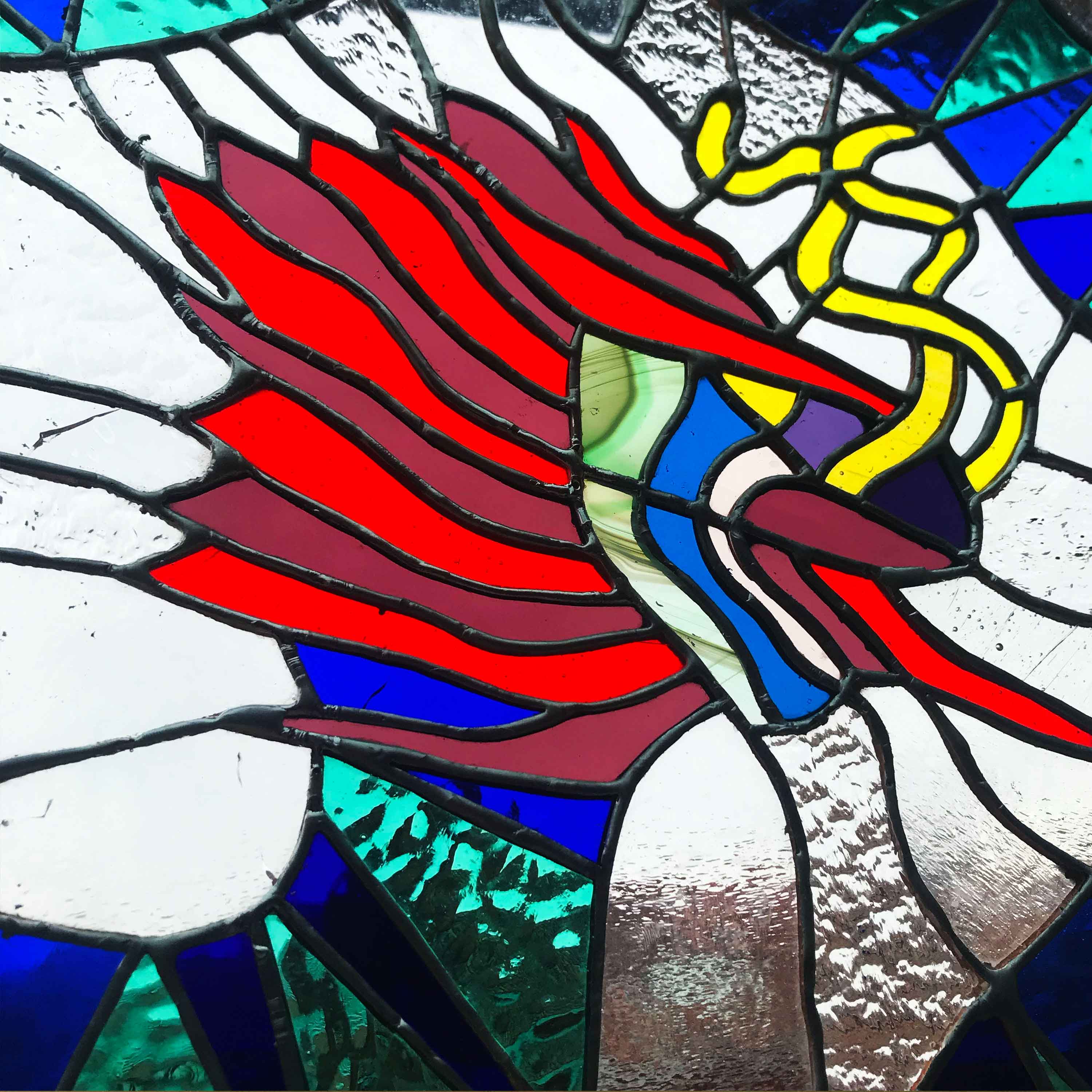 Dragon, vitrail technique tiffany, 30 x 30 cm, 2023