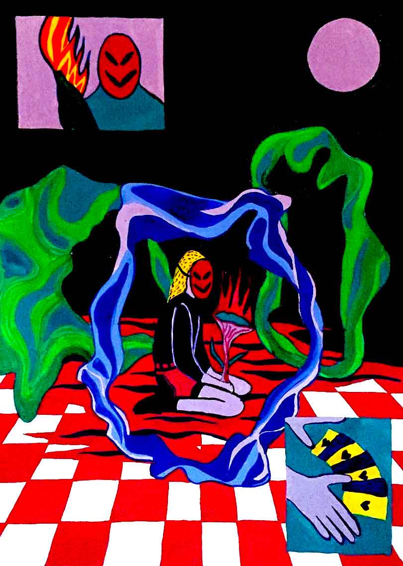 Les jeux sont faits, peinture à la gouache, 21 x 29,7 cm