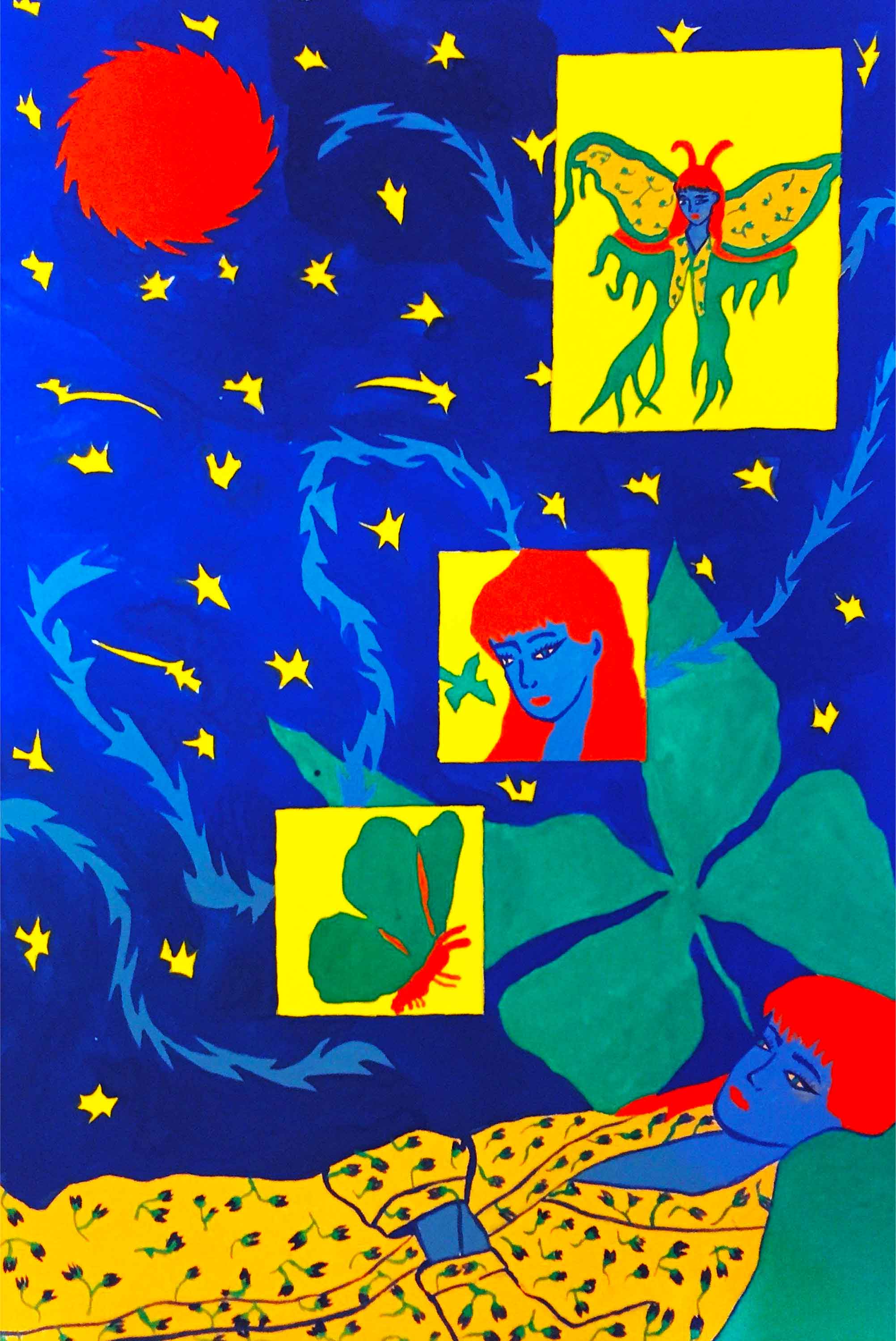 Crysalide, peinture à la gouache, 21 x 29,7 cm