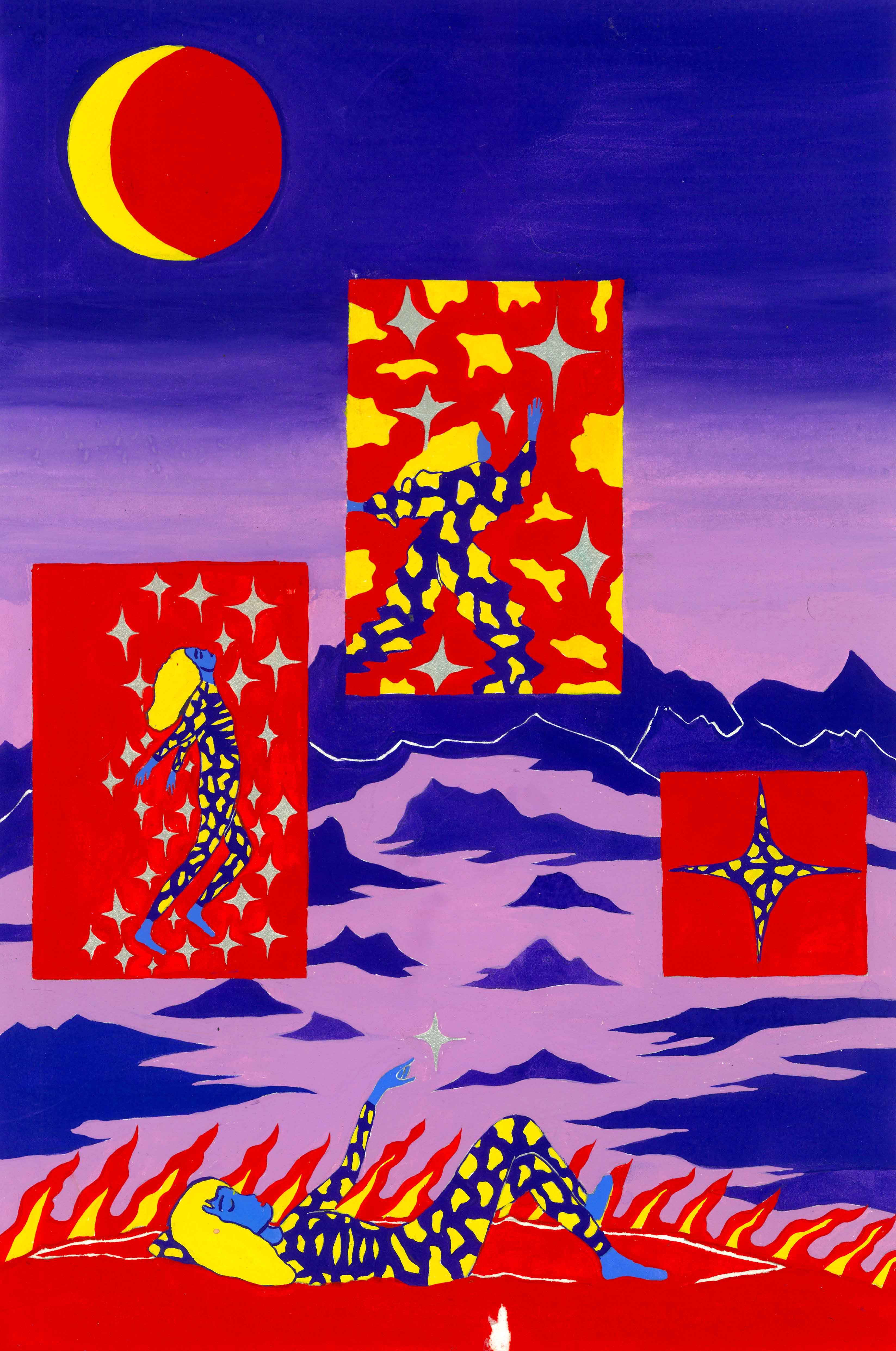 Thanatonaute, peinture à la gouache, 29,7 x 42 cm